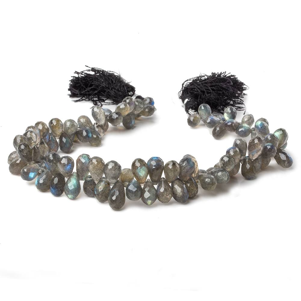 7x5-9x6mm Labradorite faceted tear drop briolette beads 8 inch 82 pieces A