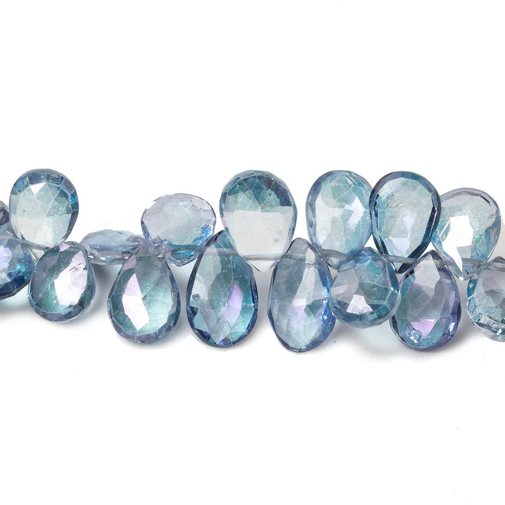7x5-9x6mm Mystic Blue Topaz faceted tear drop beads 8 inch 63 pieces