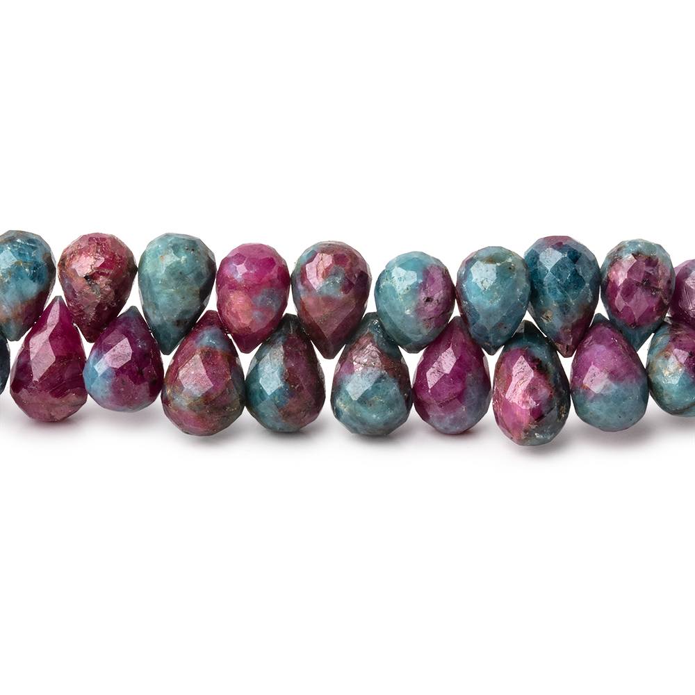 7x5-9x6mm Ruby in Kyanite Faceted Tear Drop Beads 8 inch 77 pieces