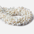7x5-9x6mm White Top Drilled Keshi Freshwater Pearl 16 inch 74 pieces