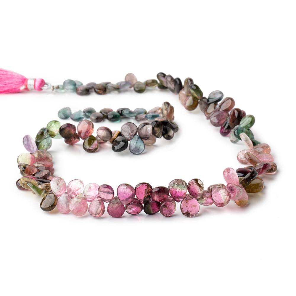 7x5-9x7mm Multi Color Tourmaline plain pear beads 18 inch 136 pieces AA