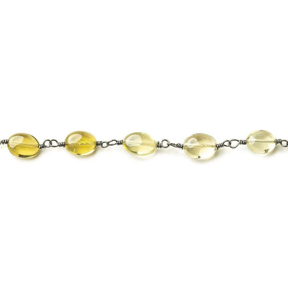 7x5mm Multi Quartz plain oval Black Gold plated Chain by the foot 25 beads