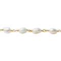 7x5mm Off White Baroque Freshwater Pearl Gold plated Chain by the foot