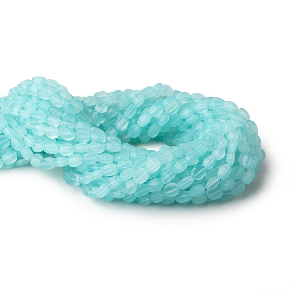 7x5mm Seafoam Blue Chalcedony Faceted Oval 13.5 inch 46 Beads