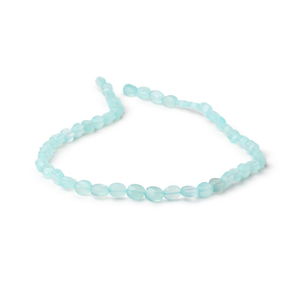 7x5mm Seafoam Blue Chalcedony Faceted Oval 13.5 inch 46 Beads