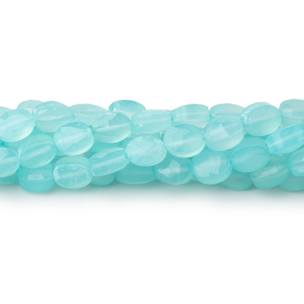 7x5mm Seafoam Blue Chalcedony Faceted Oval 13.5 inch 46 Beads