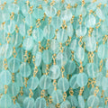 7x5mm Seafoam Blue Chalcedony Faceted Oval on Gold Plated Chain