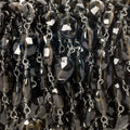 7x5mm Smoky Quartz faceted oval Black Gold Chain by the foot 23 pieces