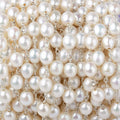 7x5mm White Oval Pearl .925 Sterling Silver Chain by the foot 22 pcs