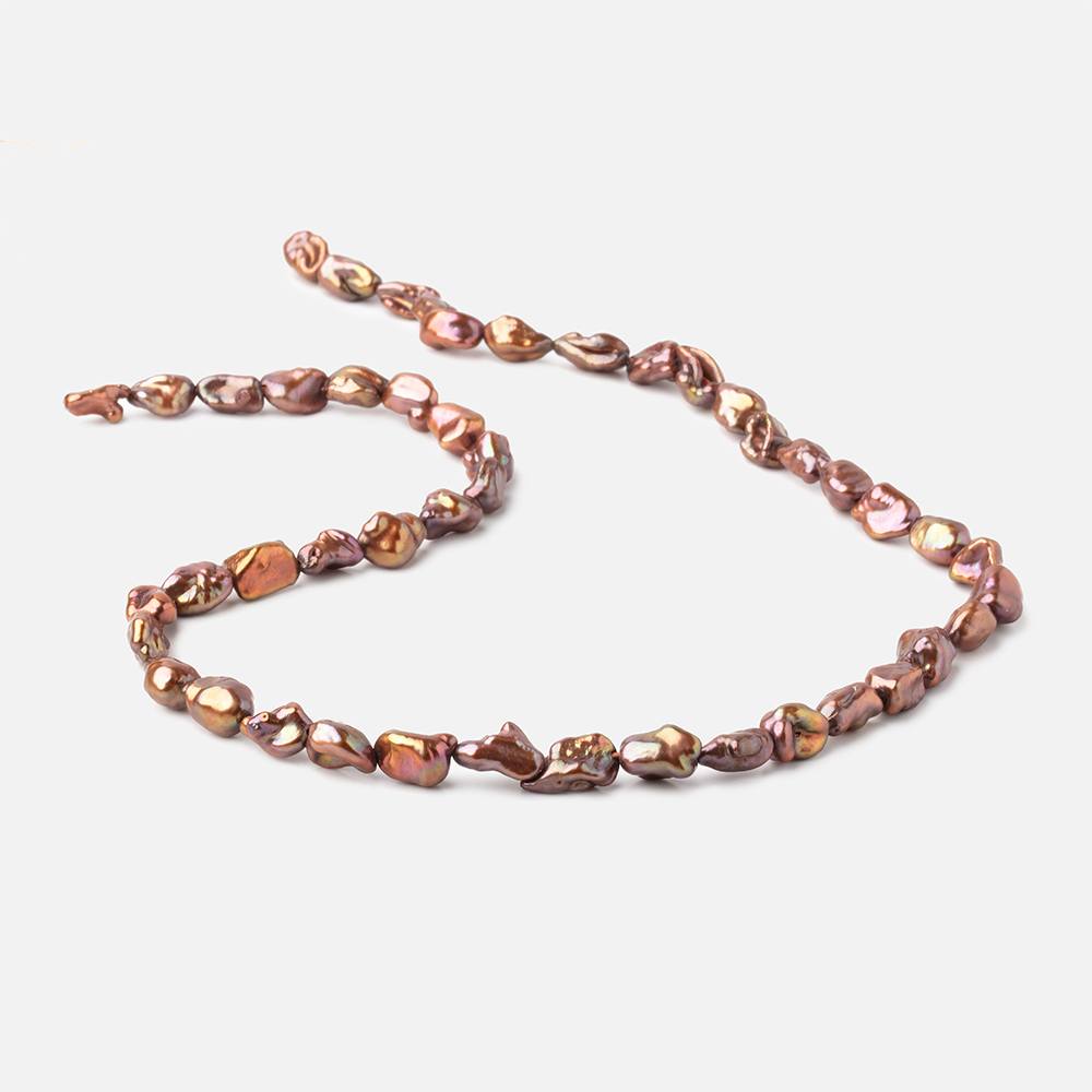 7x6-9x7mm Cinnamon Keshi Freshwater Pearl Beads 15.5 inch 50 pieces