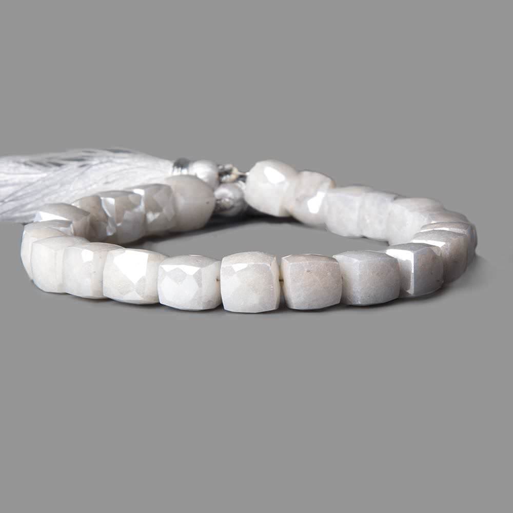 7-8mm Mystic White Quartz faceted cube beads 8 inch 27 pieces