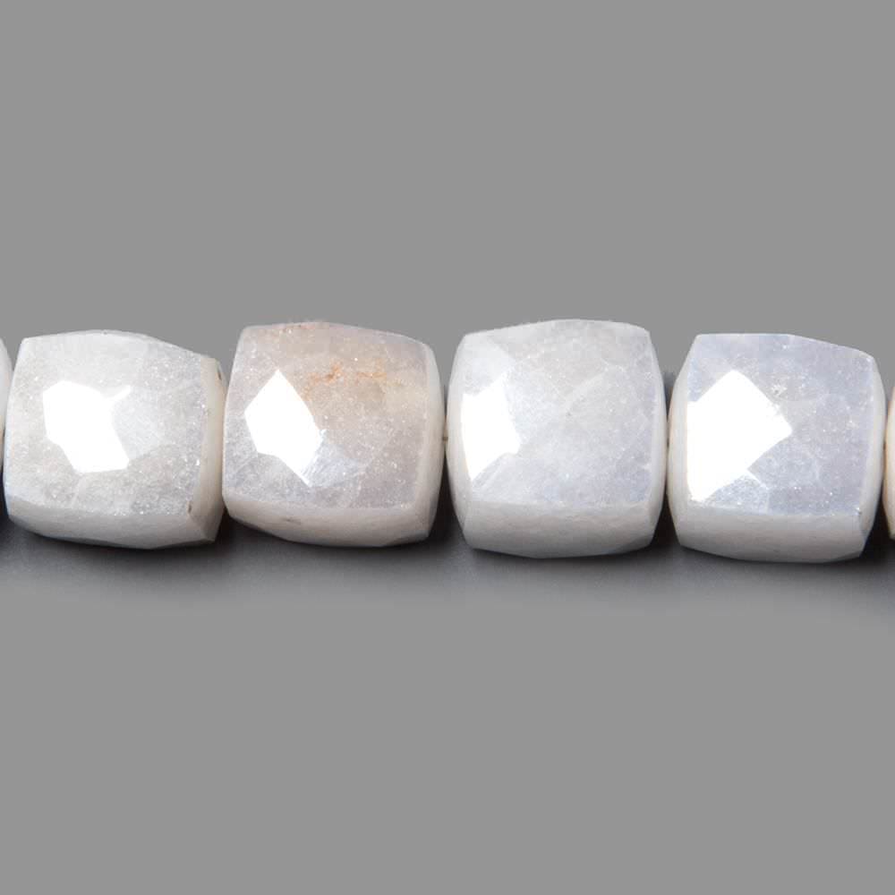 7-8mm Mystic White Quartz faceted cube beads 8 inch 27 pieces