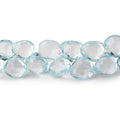 7x7-8x8mm Sky Blue Topaz Faceted Heart Briolettes 7 inch 43 pieces AAA