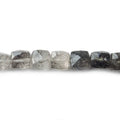 7x7mm Black Tourmalinated Quartz Beads Faceted Cube 8 inch 27 pieces