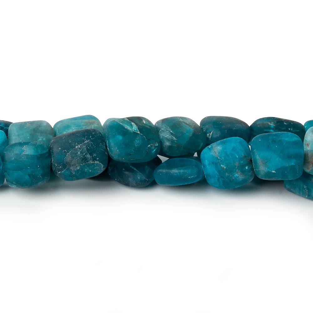 Matte Neon Blue Apatite straight drilled plain squares 7.5 inch 25 beads