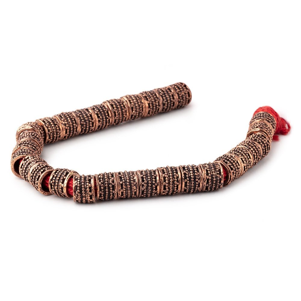 7x9mm Antiqued Copper Miligrain Tubes 8 inch 29 Large Hole Beads