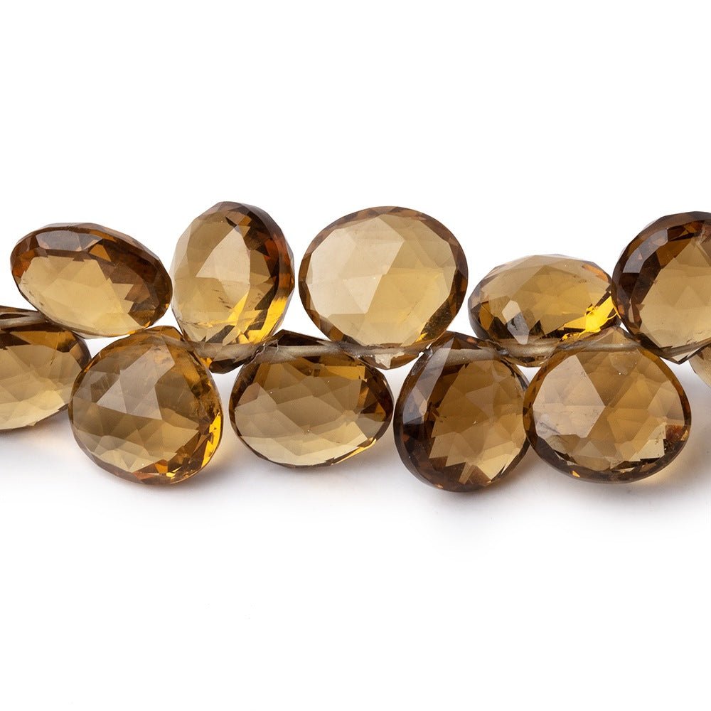 11-14mm Whiskey Quartz Faceted Heart Beads 7.5 inch 35 pieces