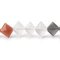 8-11mm  Moonstone Side Drilled Faceted Kite Beads 8 inch 26 pcs