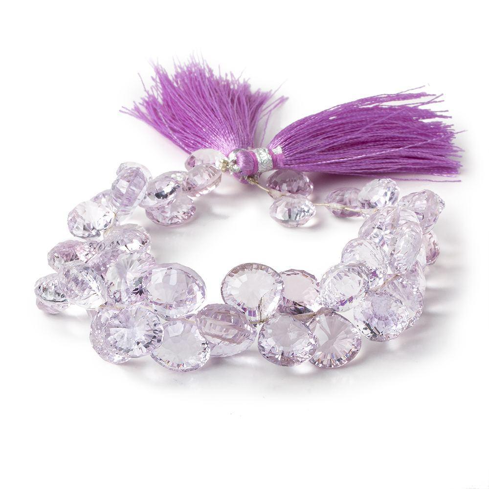 12-14mm Pink Amethyst Concave Faceted Heart Beads 8 inch 40 pieces