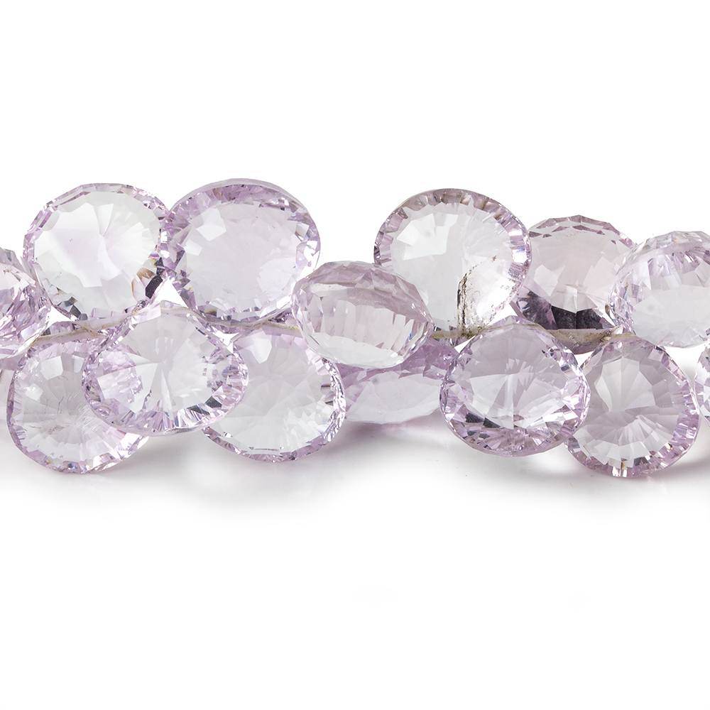 12-14mm Pink Amethyst Concave Faceted Heart Beads 8 inch 40 pieces