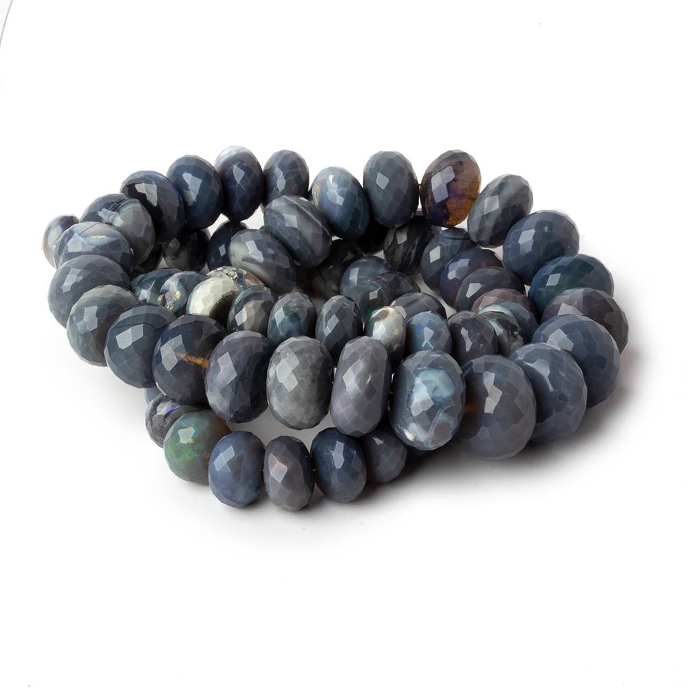 8-12.5mm Blue Grey Australian Opal faceted rondelle beads 18 inch 73 pieces