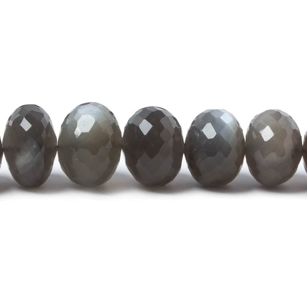 8-12mm Platinum Grey Moonstone faceted rondelles 15 inch 56 Beads