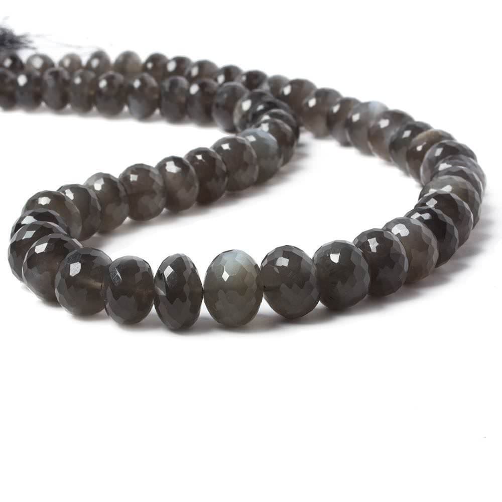 8-12mm Platinum Grey Moonstone faceted rondelles 15 inch 56 Beads