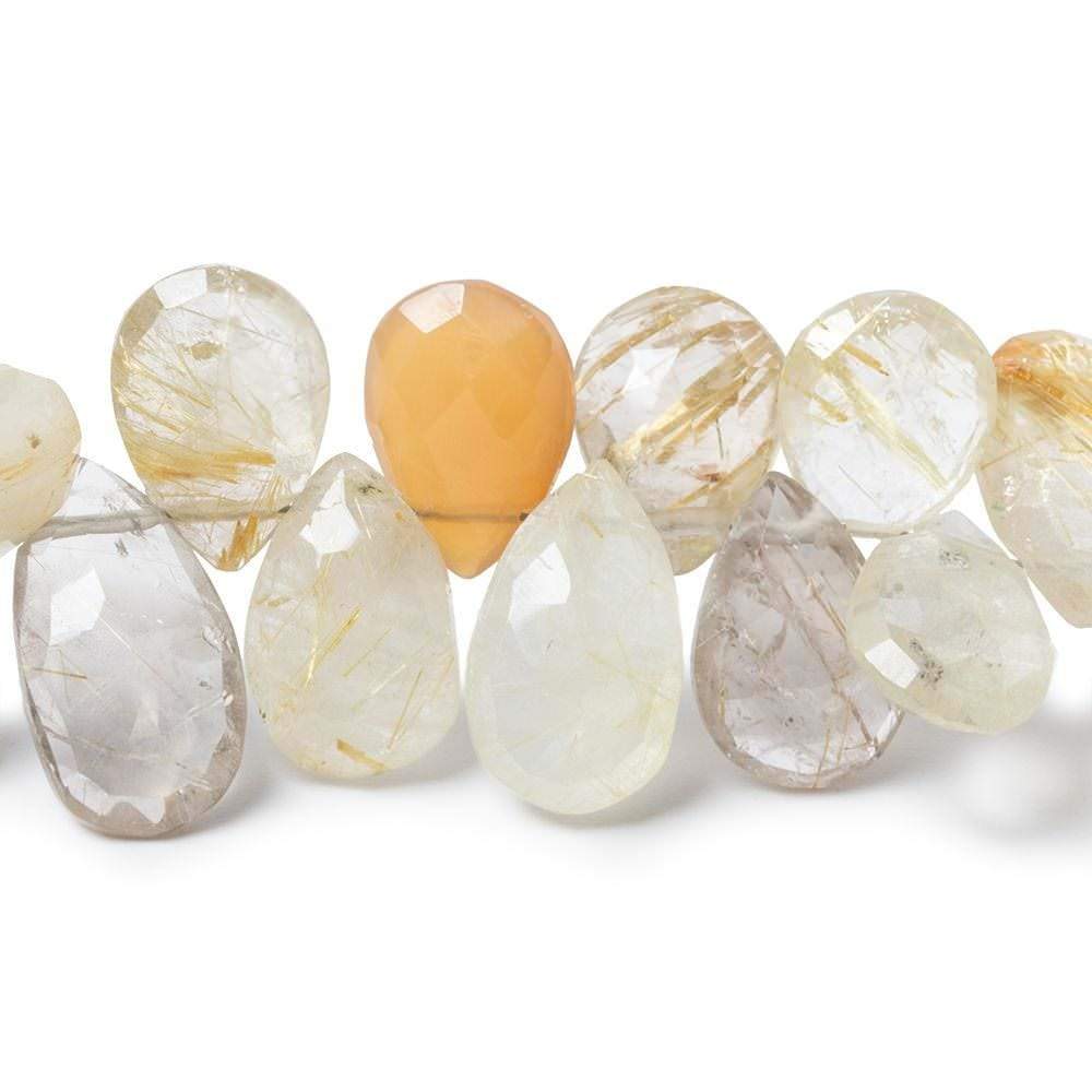 8-13mm Golden Rutilated Quartz faceted pear Beads 8 inch 41 pieces