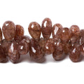 8-14mm Ferrous Quartz Faceted Tear Drop Beads 7.75 inch 72 pieces