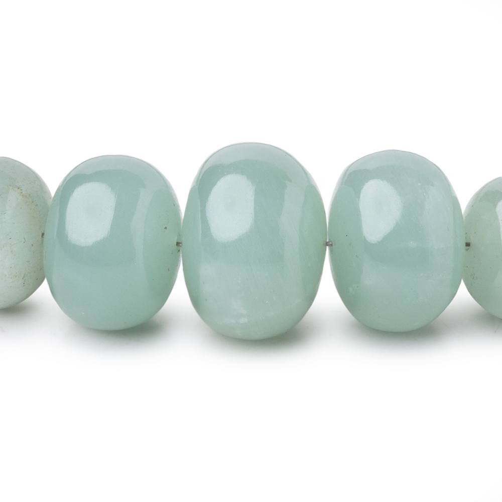 8-17.5mm Aquamarine Plain Rondelle Beads 14 inch 48 pieces