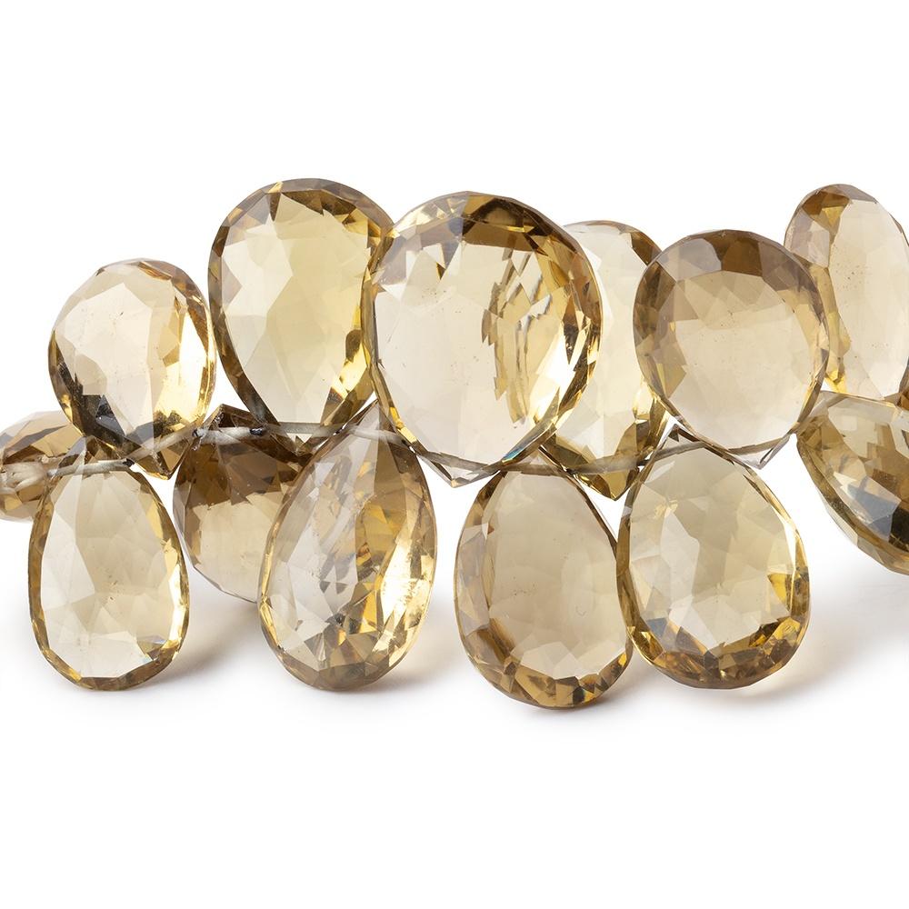 8-18mm Dark Lemon Quartz Faceted Pear Beads 9 inch 58 pieces