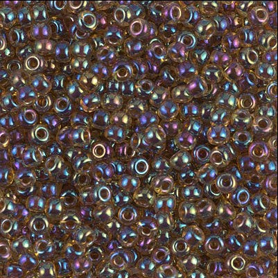 Miyuki 8-2213 (357) 8/0 Root Beer Lined Transparent Topaz AB Seed Beads - 5 or 10 gm