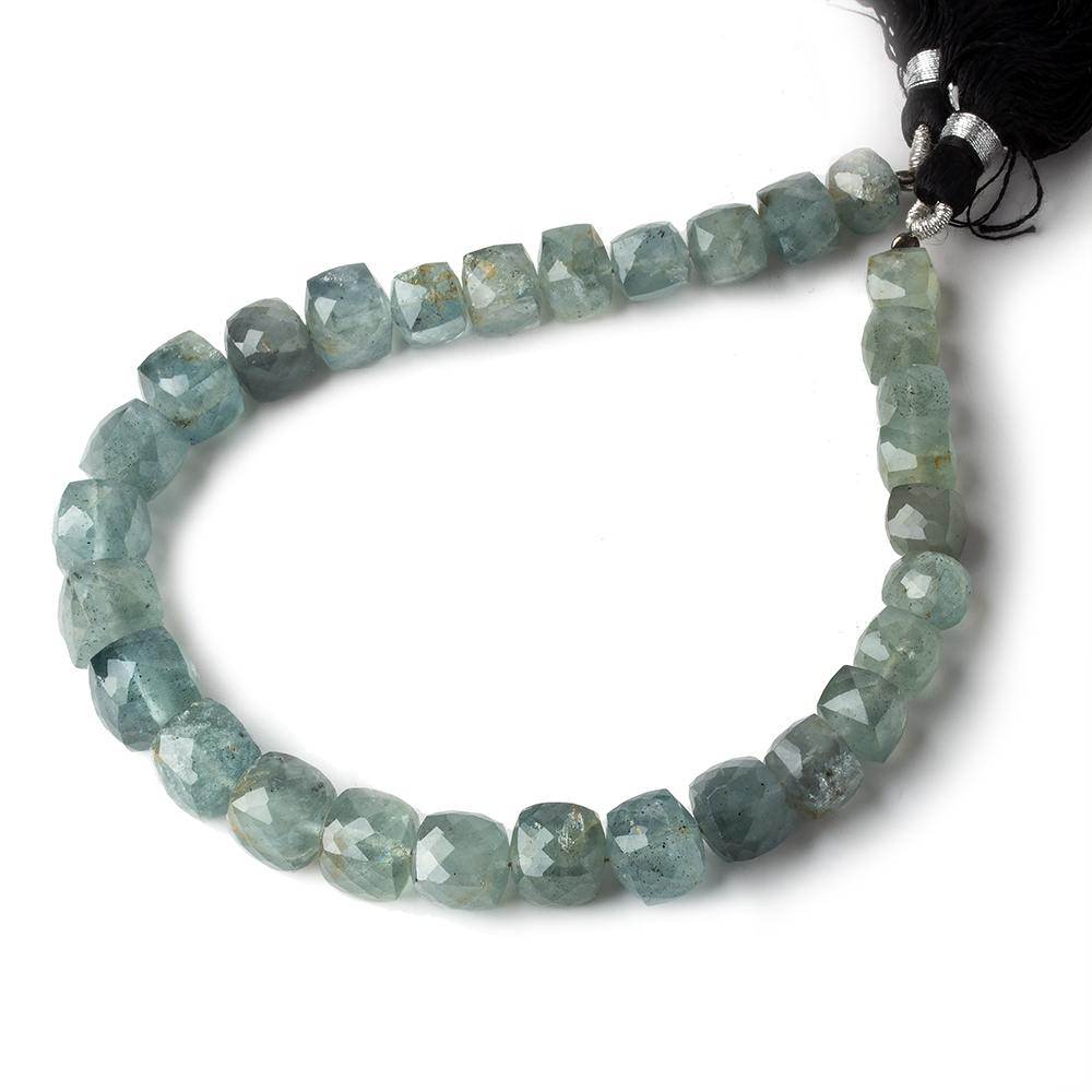 8-8.5mm Moss Aquamarine Faceted Cube Beads 8 inches 27 pieces