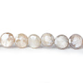 8-9mm Mystic Grey & Off White Moonstone faceted coins 14 inch 33 beads