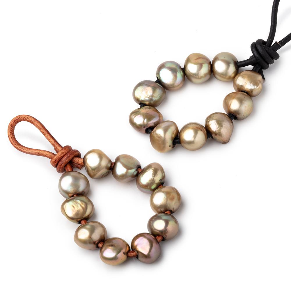 9-11mm Palm Green Large Hole Baroque Pearl Set of 10
