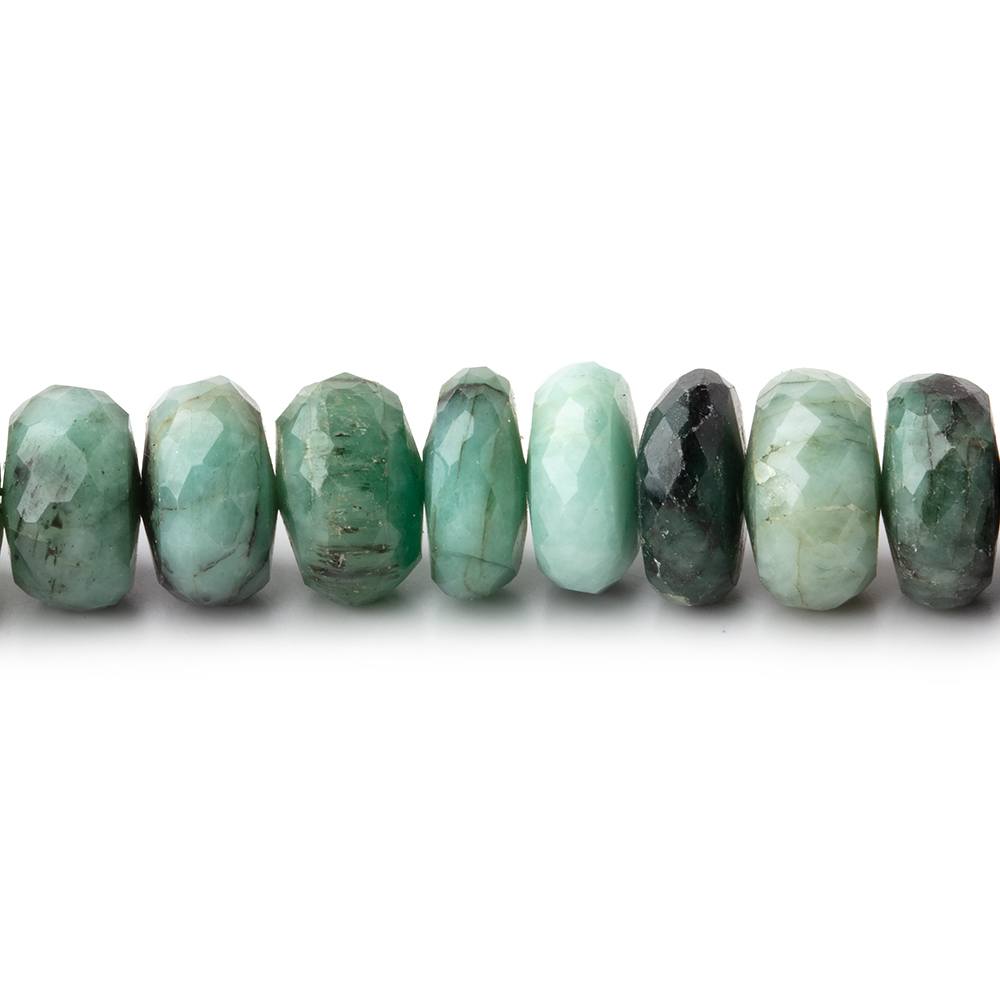 8.5-9mm Brazilian Emerald faceted rondelle beads 8 inch 37 pieces