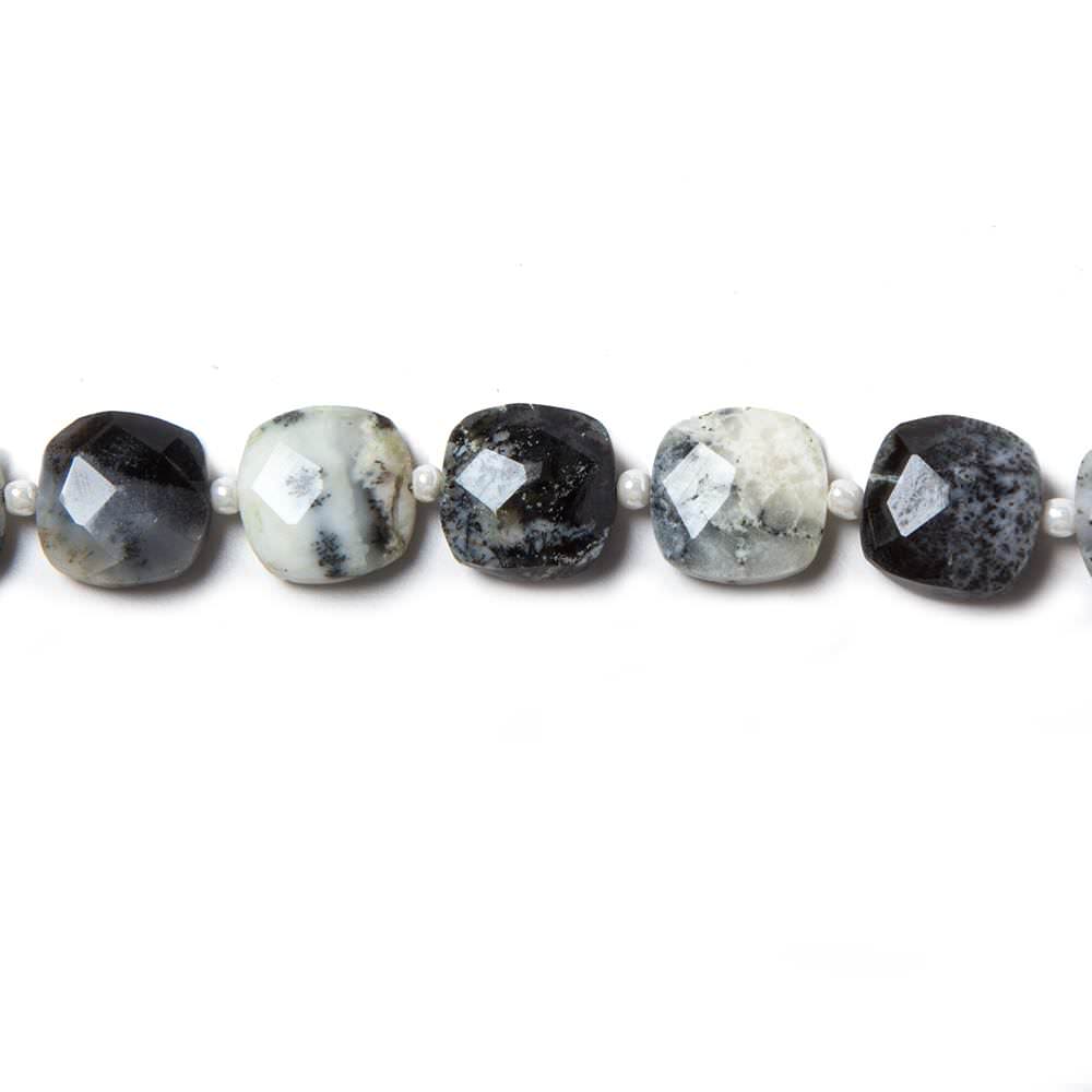 8.5-9mm Dendritic Opal faceted pillow beads 14 inch 33 pieces