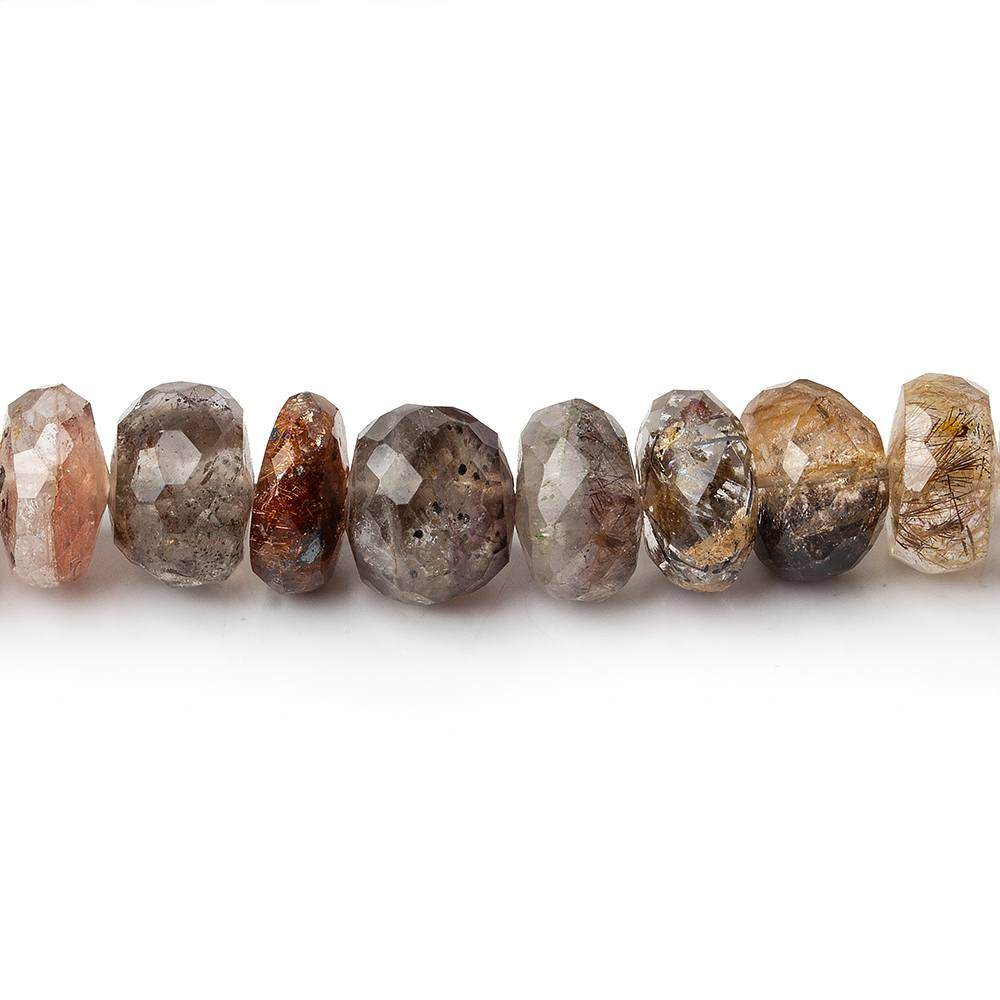 8.5-9mm Multi Rutilated Quartz Faceted Rondelle 15 inch 75 pieces A