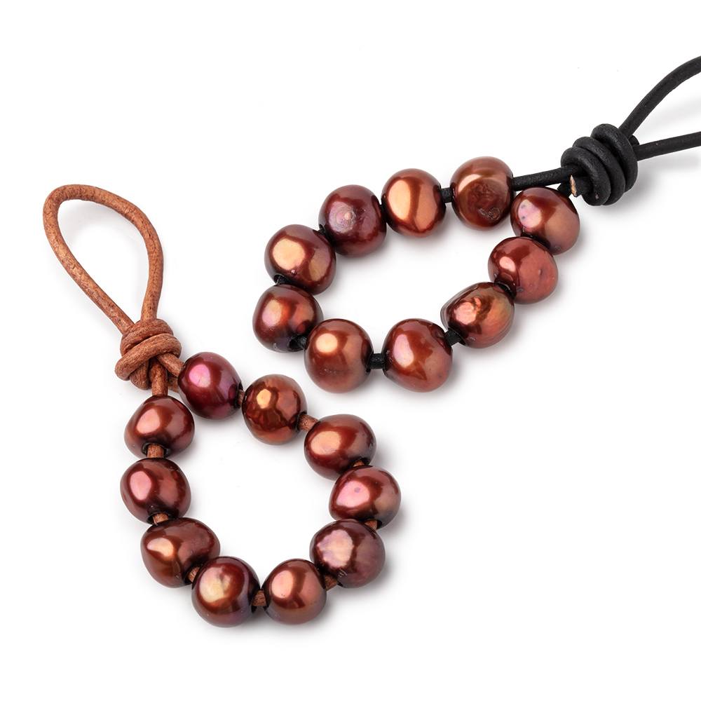 8.5-10.5mm Saffron Brown Large Hole Baroque Pearls Set of 10
