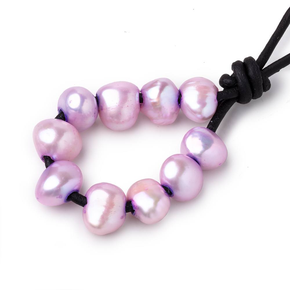 9.5-11mm Hydrangea Purple Large Hole Baroque Pearls Set of 10