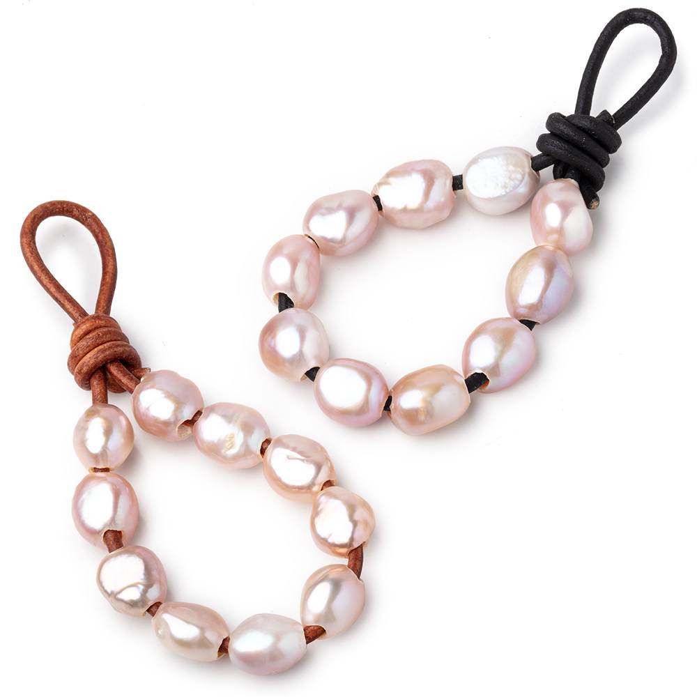 9-12mm Iced Tri Color Large Hole Baroque Pearls Set of 10