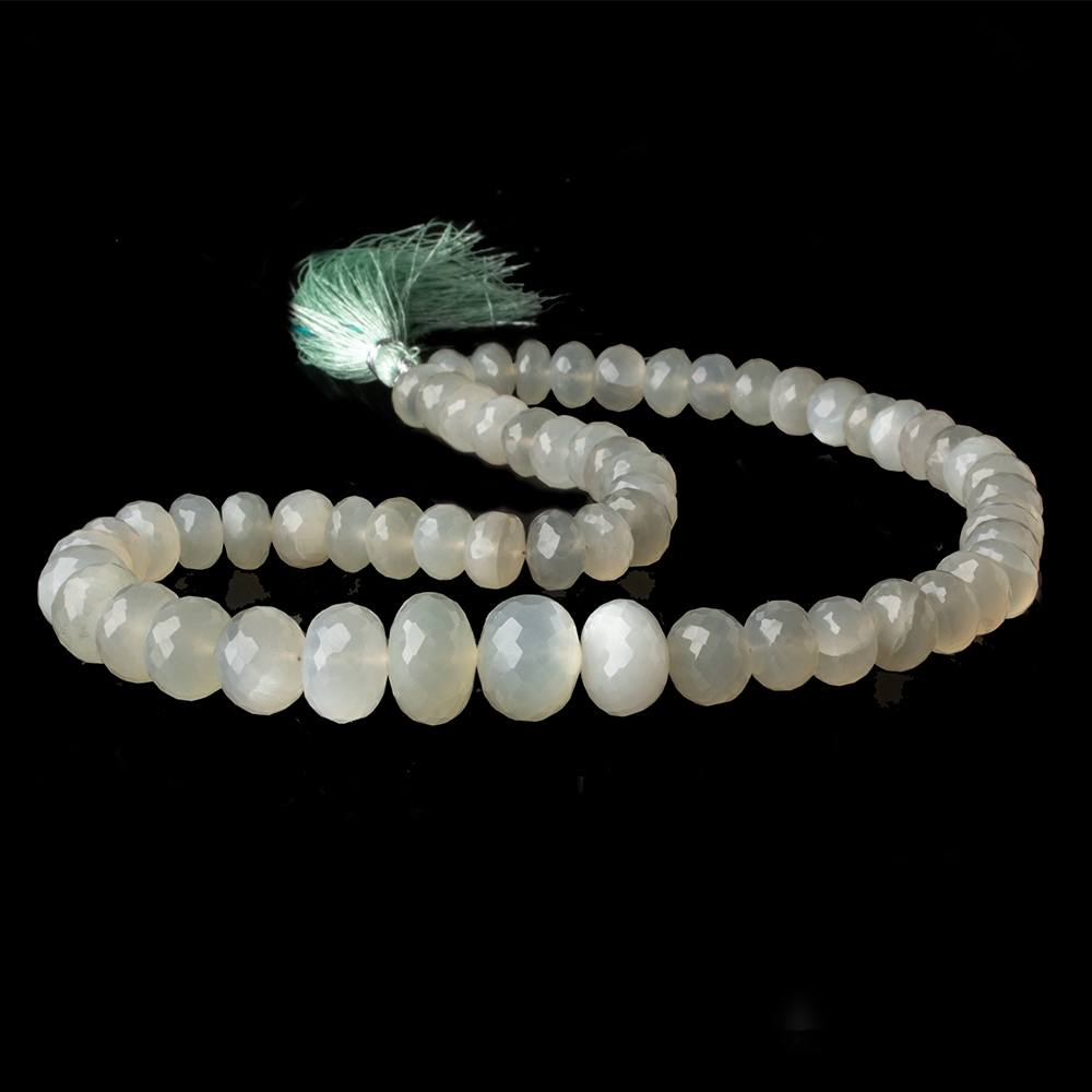 8.5-14mm Sage Moonstone faceted rondelles 15 inch 59 beads AA
