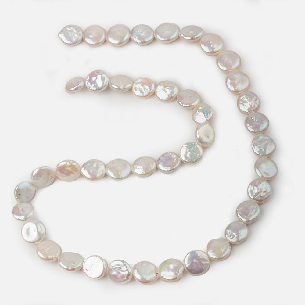 8.5mm Cream White Coin Freshwater Pearls 16 inch 40 pieces