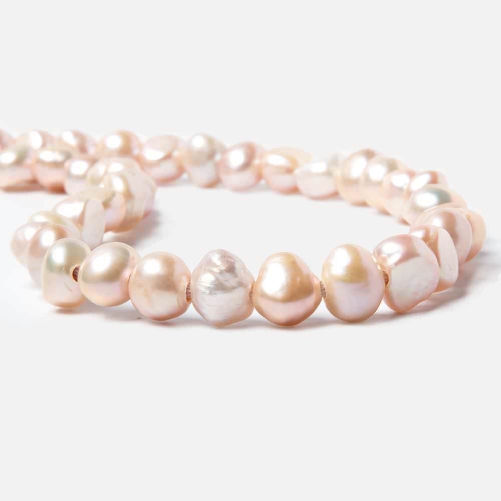 8.5x10-9x11mm Iced Peach Baroque 2.5mm large hole Pearls 15 in. 44 pcs