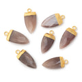 21x10mm Gold Leafed Chocolate Brown Moonstone Point Pendant 1 piece