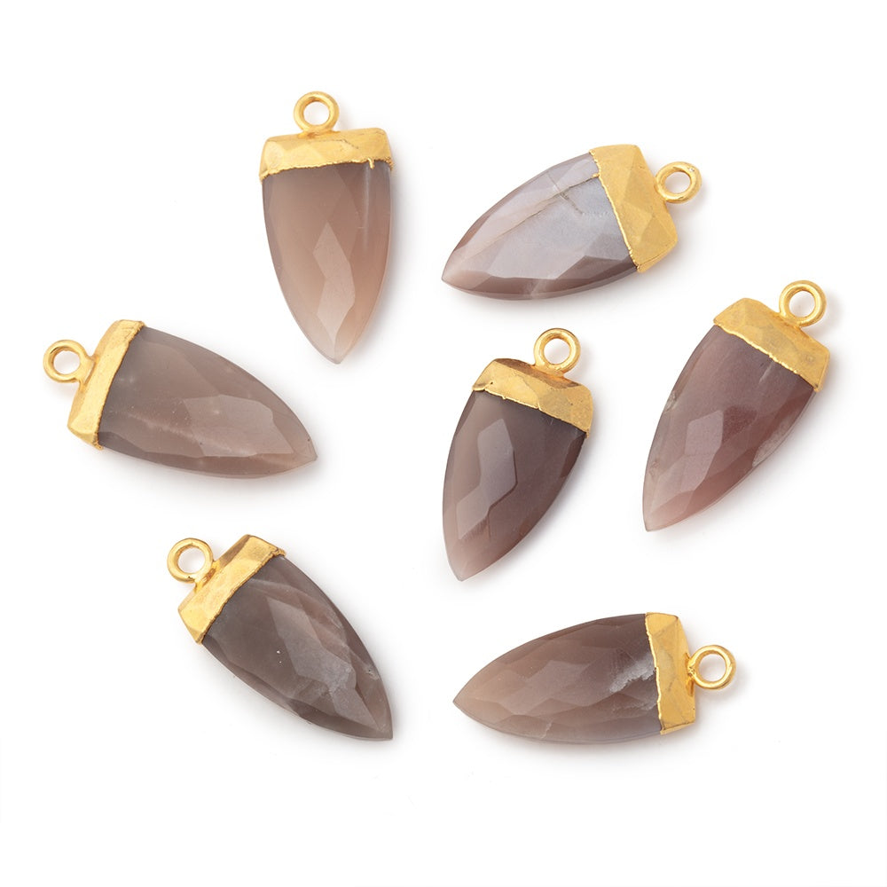21x10mm Gold Leafed Chocolate Brown Moonstone Point Pendant 1 piece