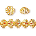8mm 22kt Gold plated Copper Bead Cap Floral Design 8 inch 58 pieces