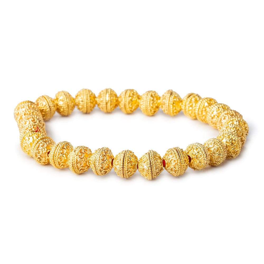 8mm 22kt Gold Plated Copper Bead Cap Petite Persian 8 inch 56 pioeces