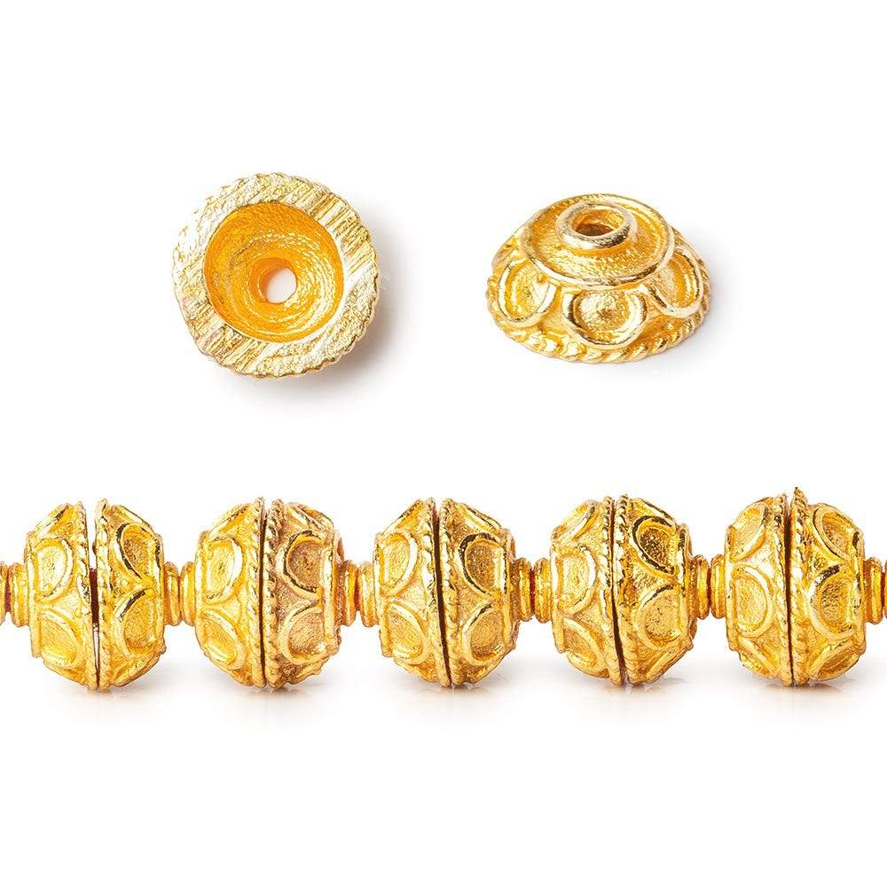 8mm 22kt Gold plated Copper Bead Cap Simple Arch 8 inch 54 pieces