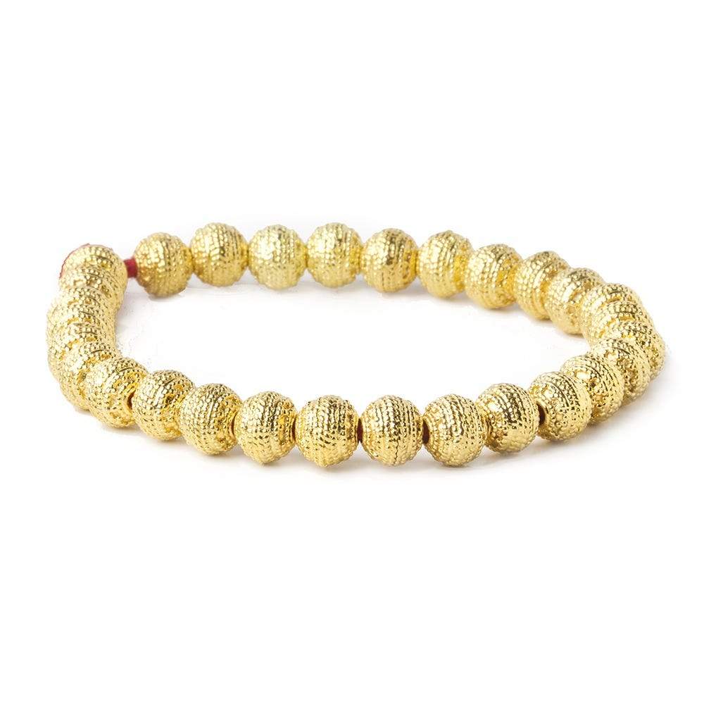 8mm 22kt Gold plated Copper Bead Miligrain Rings 8 inch 27 pieces